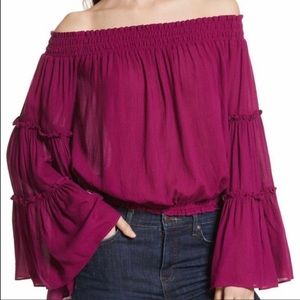 Free People Bell Sleeve Off Shoulder Top